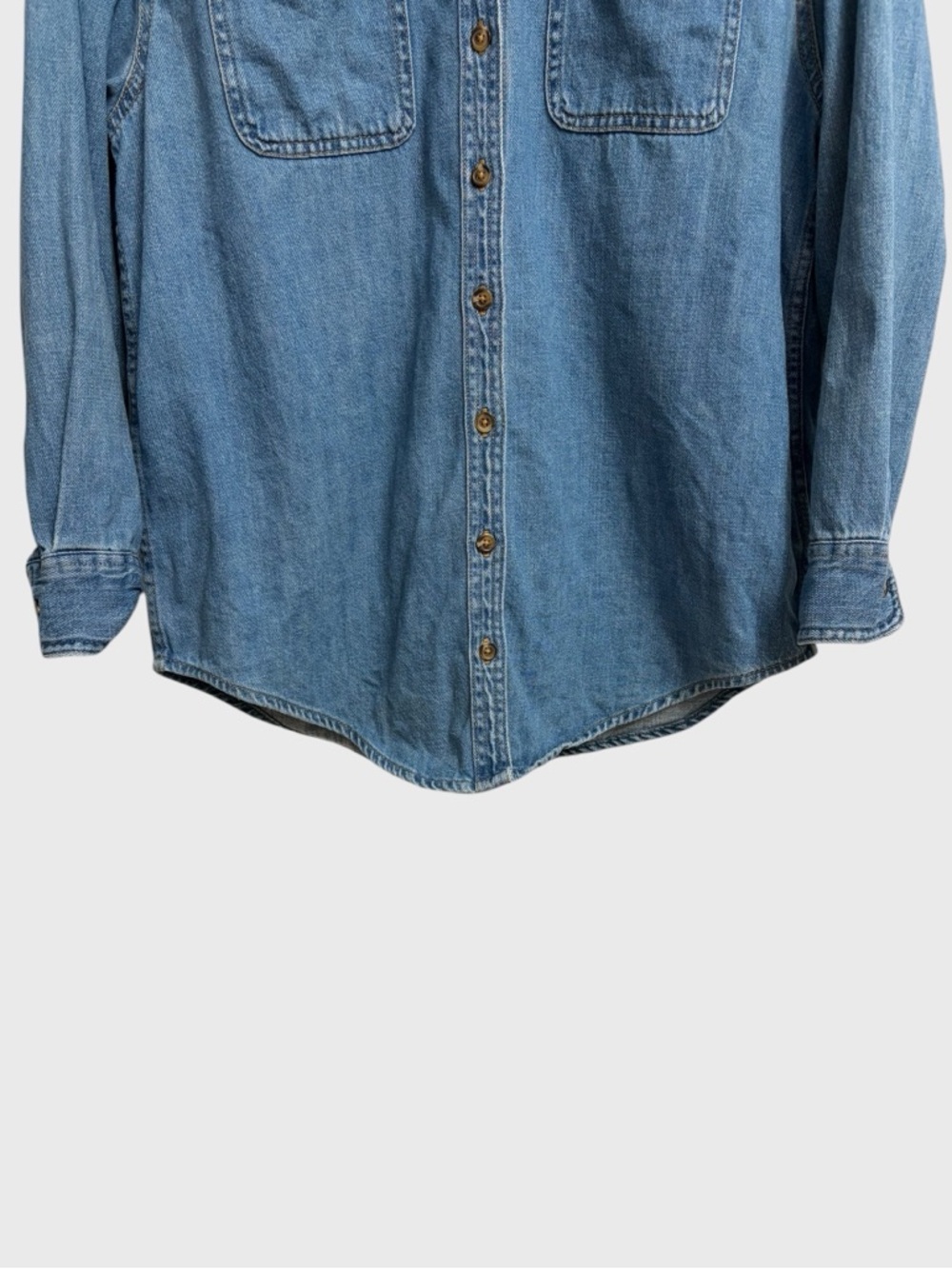 Old Navy Women's Oversized Boyfriend Utility-Pocket Jean Shirt Sz S Medium Wash - Picture 8 of 16